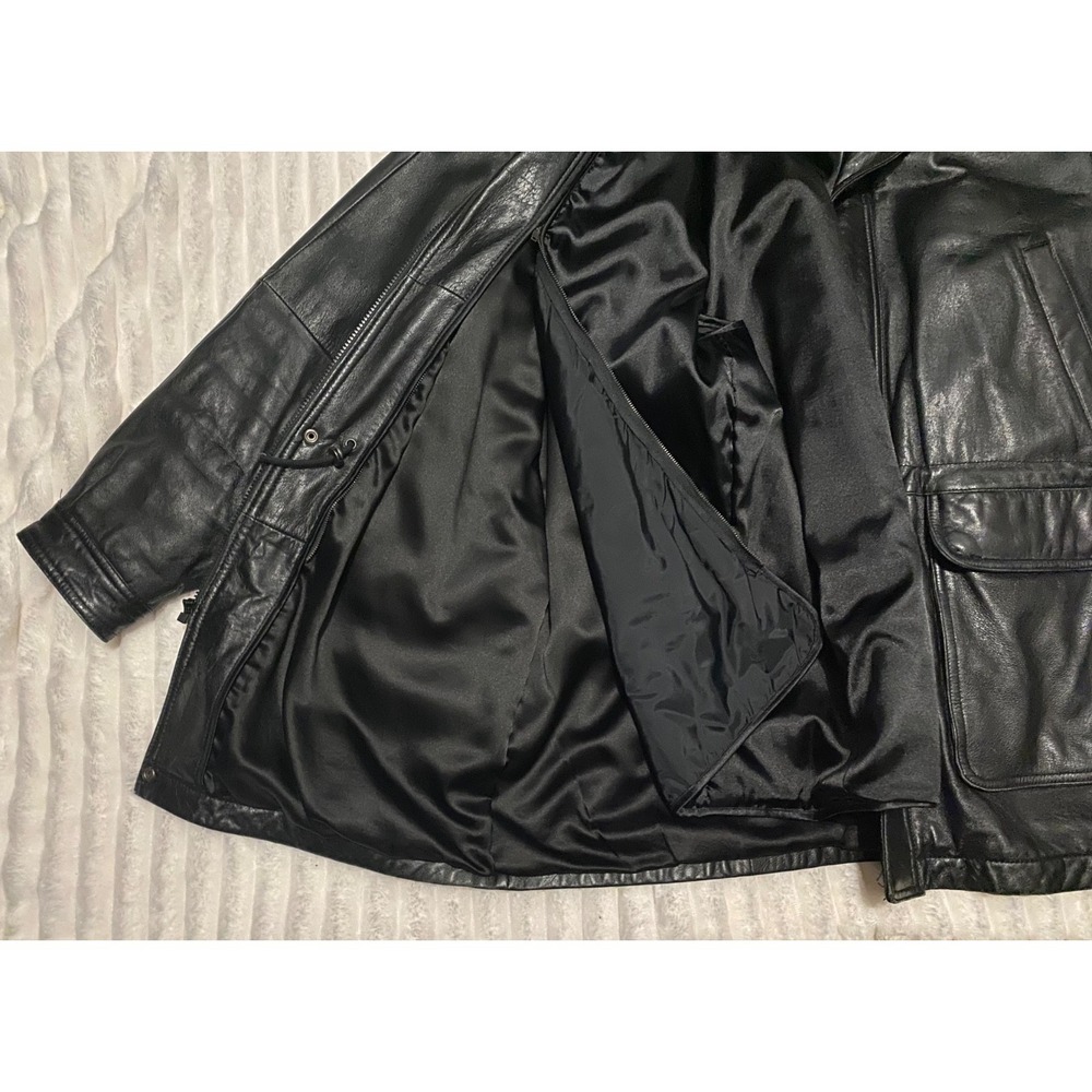 Wilson's Leather Men's Black Leather Coat Large Thinsulate Zip Out Liner Winter - Picture 11 of 15